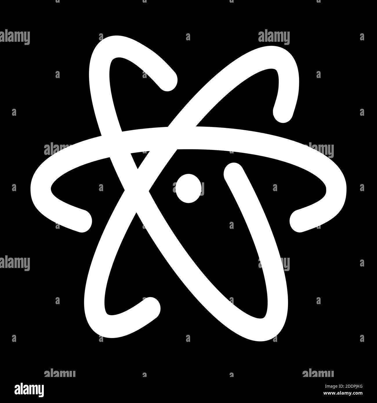 Icône Physics Atom. Élément d'illustration simple avec concept d'éducation. Icône blanche parfaite et arrière-plan noir. Peut être utilisé sur le Web et le mobile. VEC Illustration de Vecteur