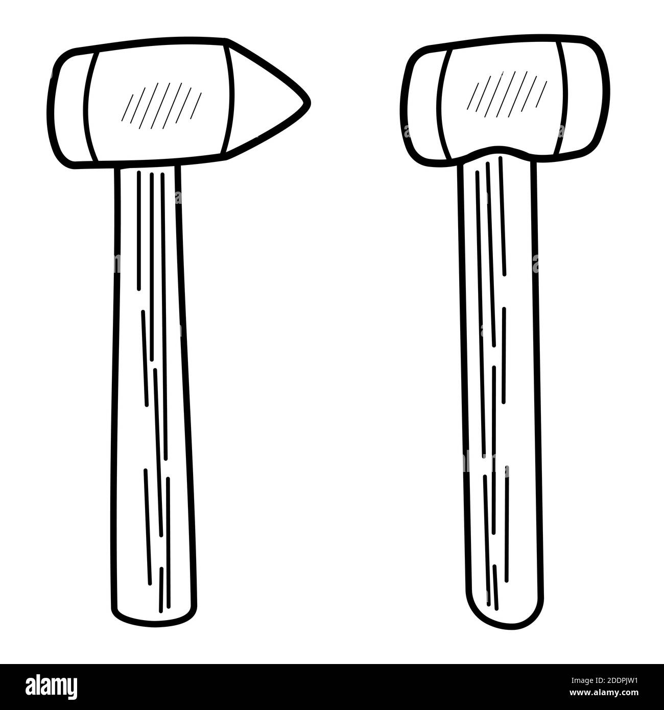 Icône de contour de marteau noire, icône de style linéaire, isolée sur blanc. Symbole, illustration du logo. Marteau de menuisier. Outil de réparation. Illustration vectorielle Illustration de Vecteur