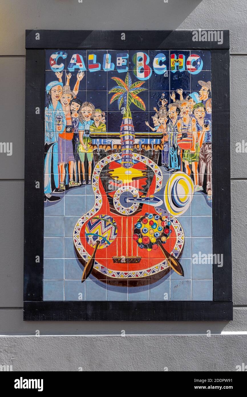 Art des carreaux dans la Calle Ocho, Miami, Floride, États-Unis Banque D'Images