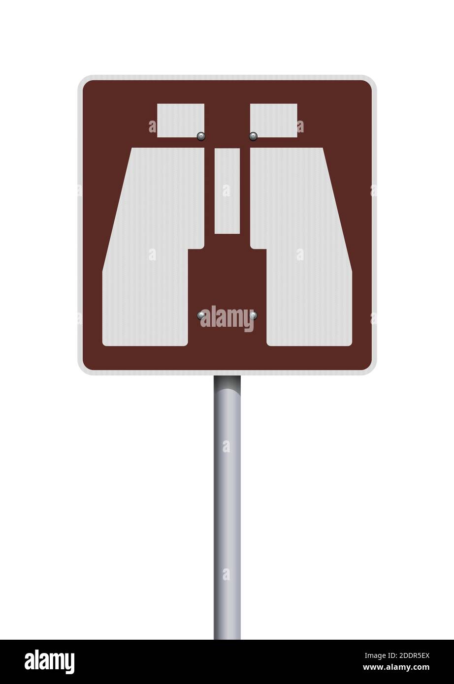 Illustration vectorielle du panneau de route marron des jumelles Wildlife Viewing Illustration de Vecteur