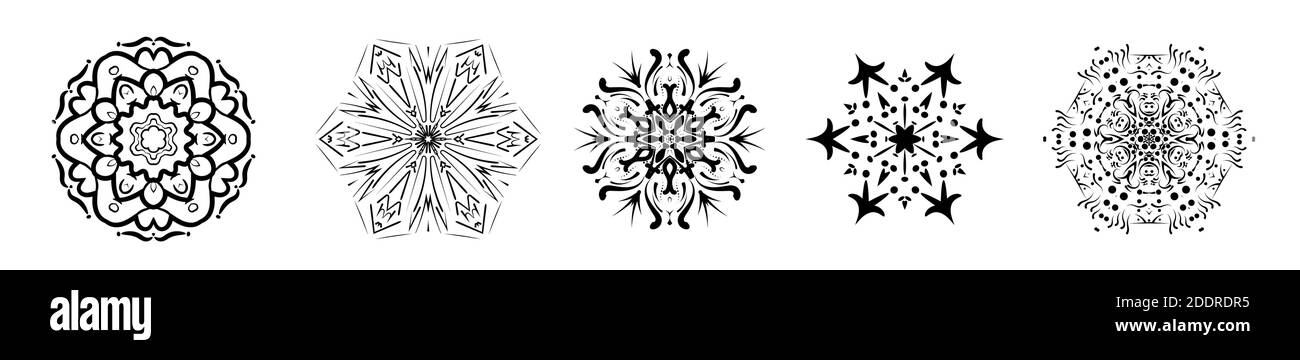 Définissez Vector, Abstract Mandala sur un arrière-plan transparent. Élément décoratif pour le design. Design graphique abstrait de Mandala et art numérique aquarelle Illustration de Vecteur