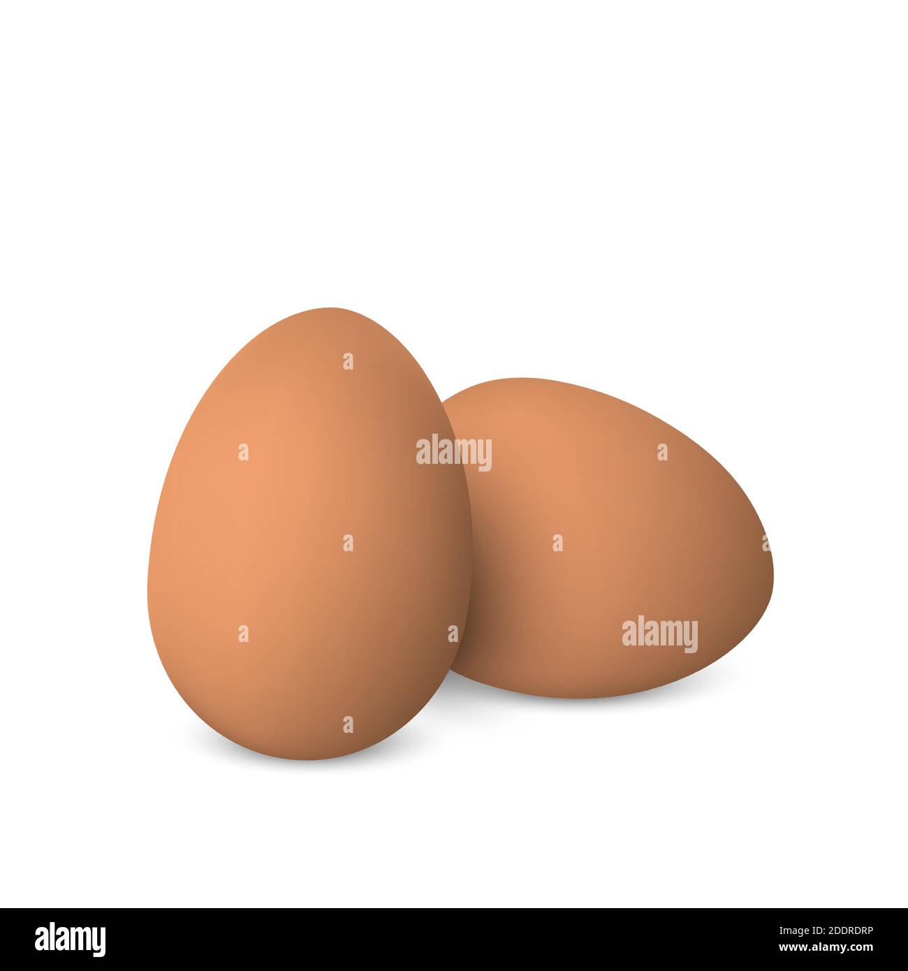 Œufs réalistes dorés vectoriels. Deux œufs de poulet isolés avec des ombres douces sur fond blanc. Illustration 3D Illustration de Vecteur