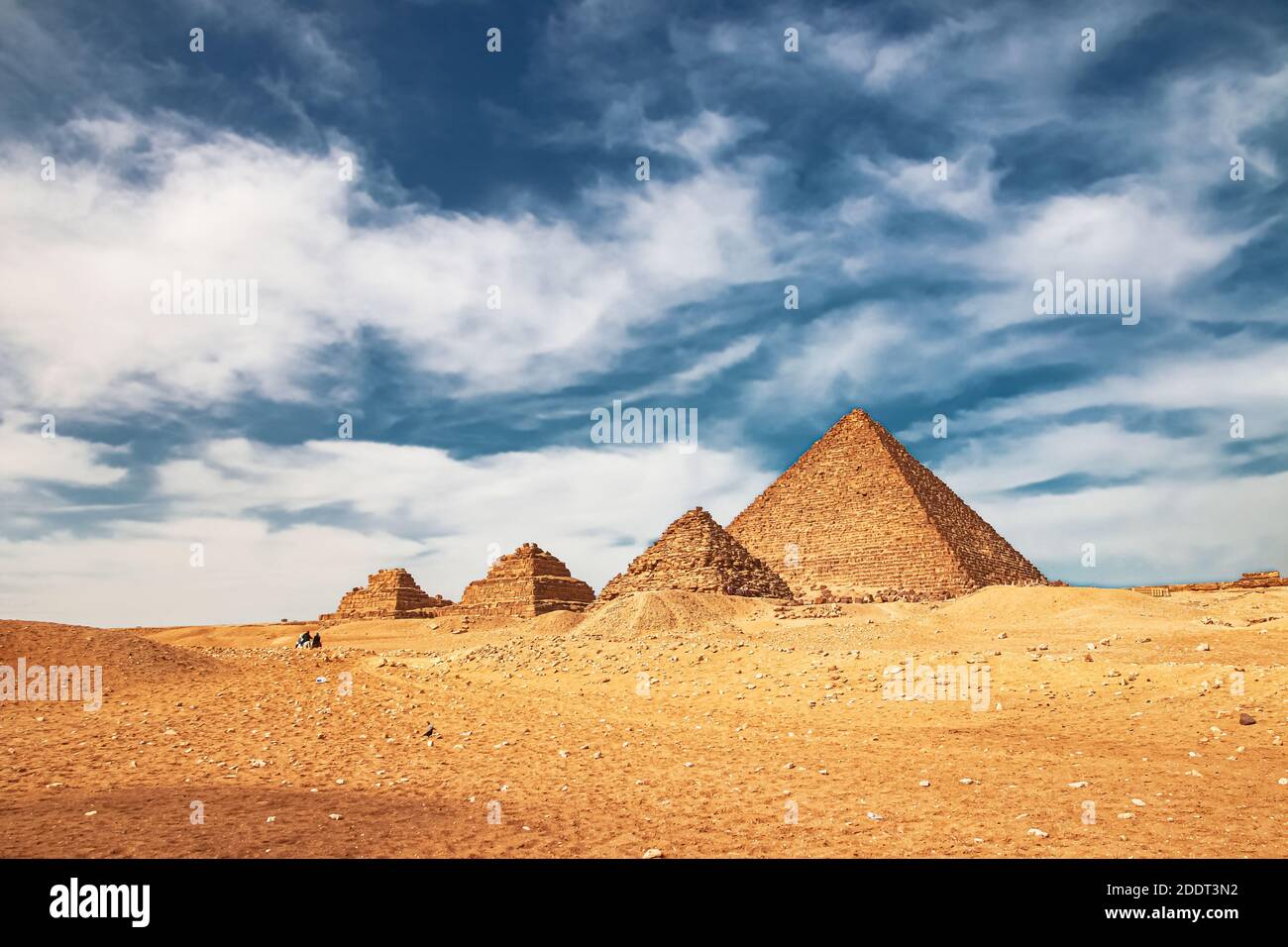 Ancienne Pyramide de Mycerinus, Menkaura et Pyramides du Queens Menkaurev Gizeh, Égypte Banque D'Images