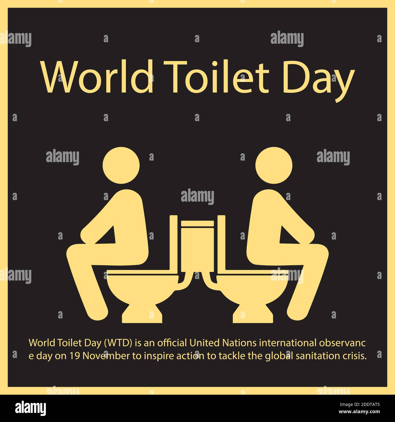 La Journée mondiale des toilettes (WTD) est un international officiel des Nations Unies Journée de célébration le 19 novembre pour inspirer l'action à aborder l'irc global de l'assainissement Illustration de Vecteur