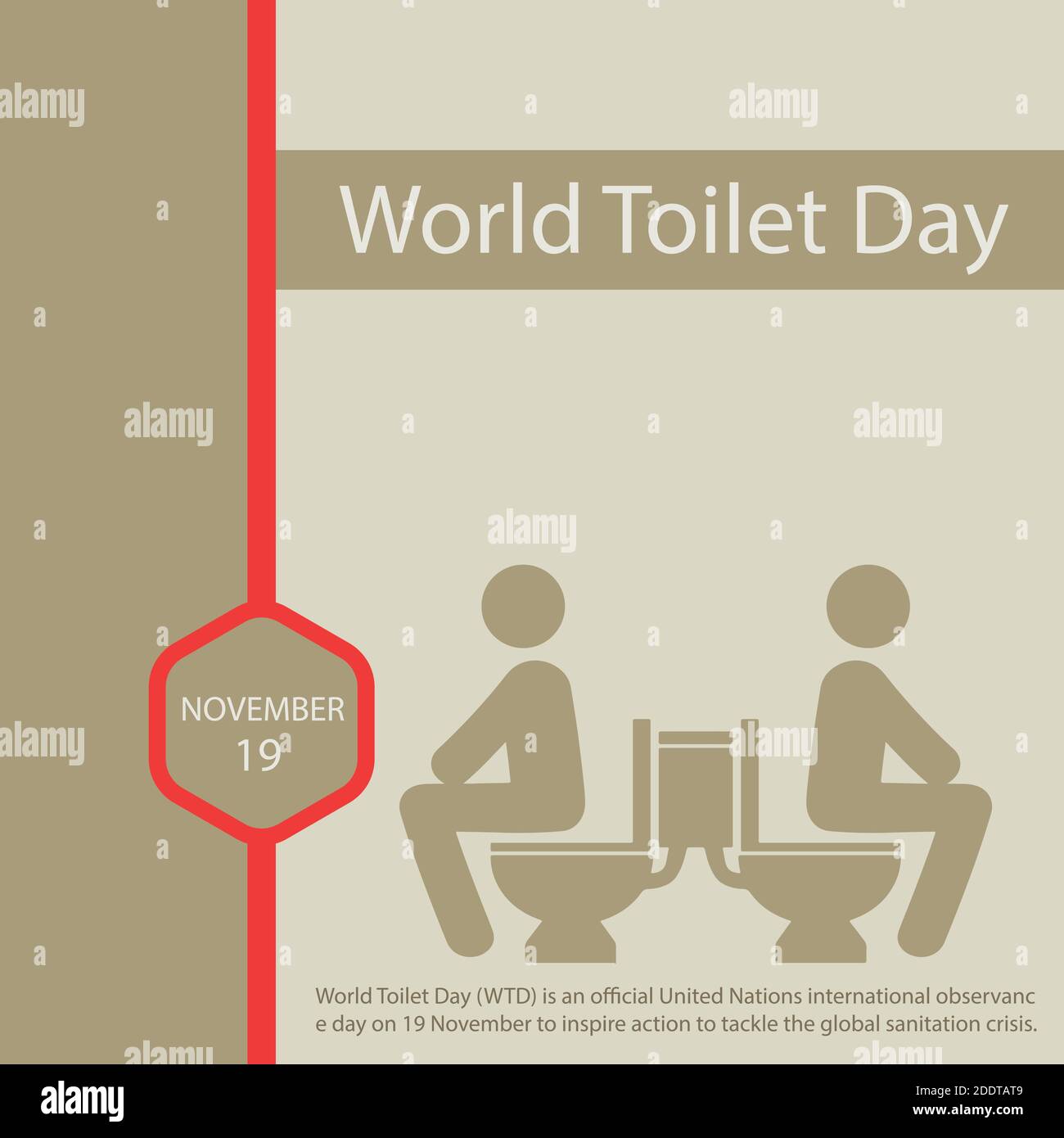 La Journée mondiale des toilettes (WTD) est un international officiel des Nations Unies Journée de célébration le 19 novembre pour inspirer l'action à aborder l'irc global de l'assainissement Illustration de Vecteur
