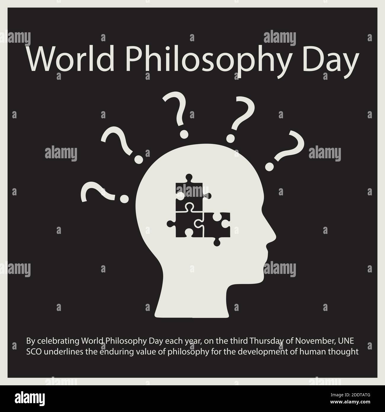 En célébrant chaque année la Journée mondiale de la philosophie, le troisième jeudi de novembre, l'UNESCO souligne la valeur durable de la philosophie pour le développement Illustration de Vecteur
