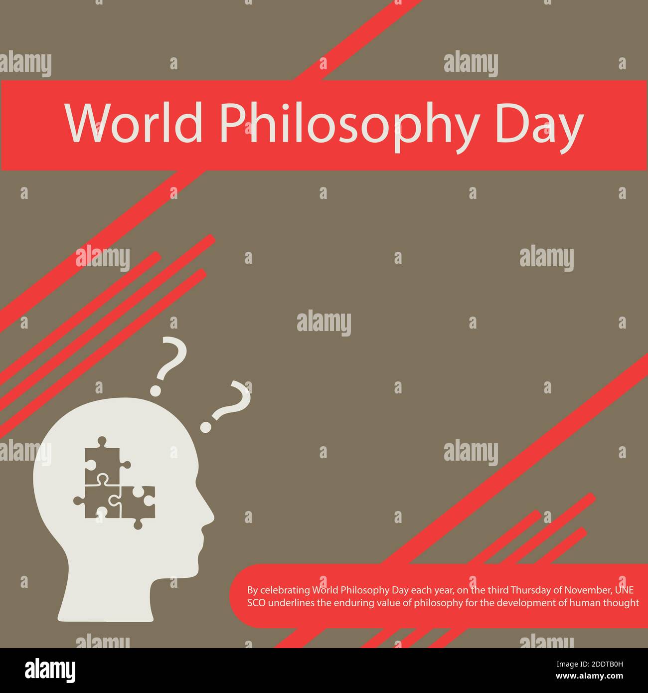 En célébrant chaque année la Journée mondiale de la philosophie, le troisième jeudi de novembre, l'UNESCO souligne la valeur durable de la philosophie pour le développement Illustration de Vecteur