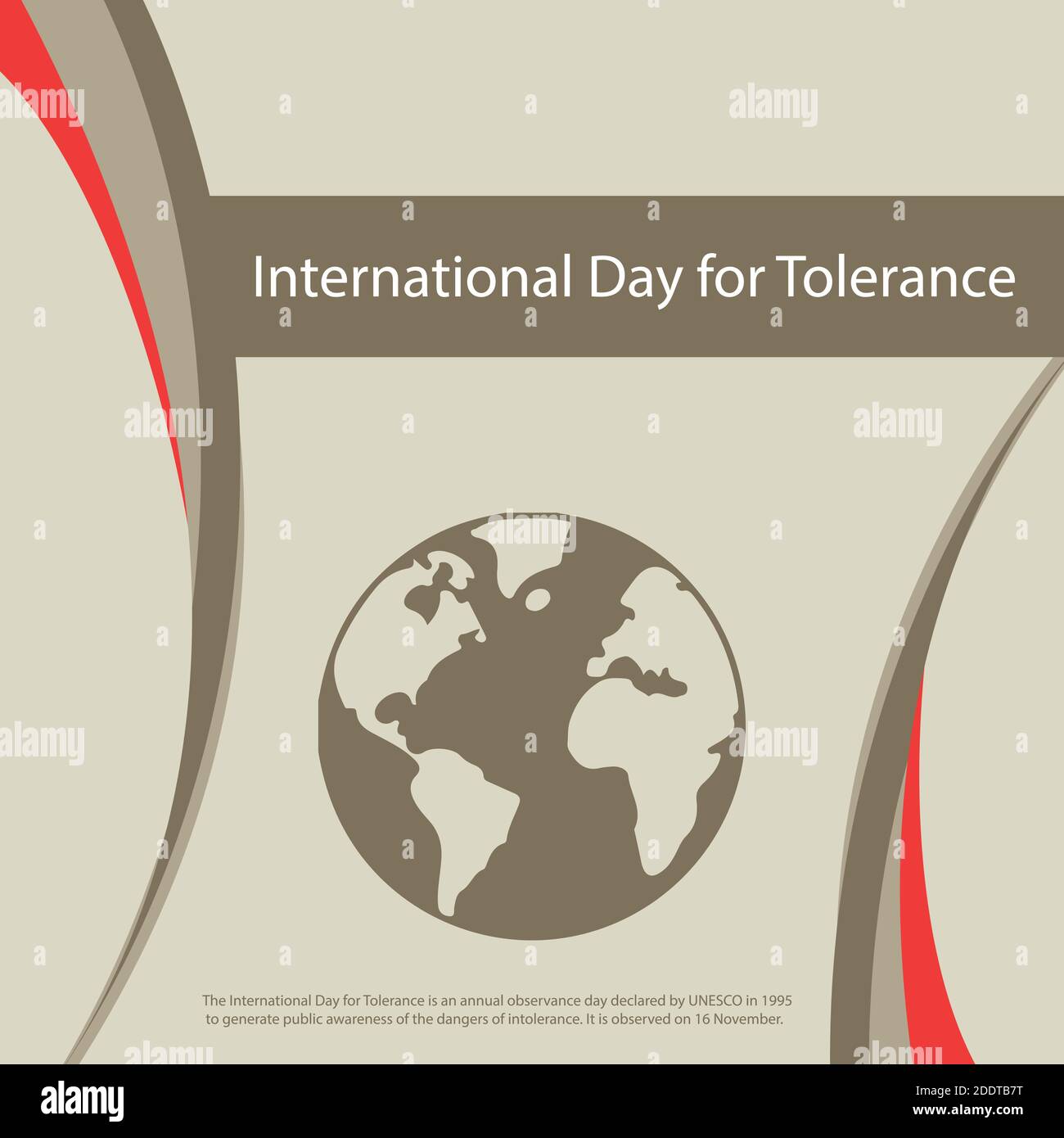 La Journée internationale de la tolérance est une journée annuelle de célébration déclarée par l'UNESCO en 1995 pour sensibiliser le public aux dangers de l'intolérance. Illustration de Vecteur