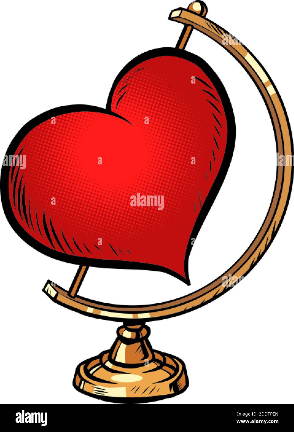 Globe international cœur rouge, Saint-Valentin vacances Illustration de Vecteur