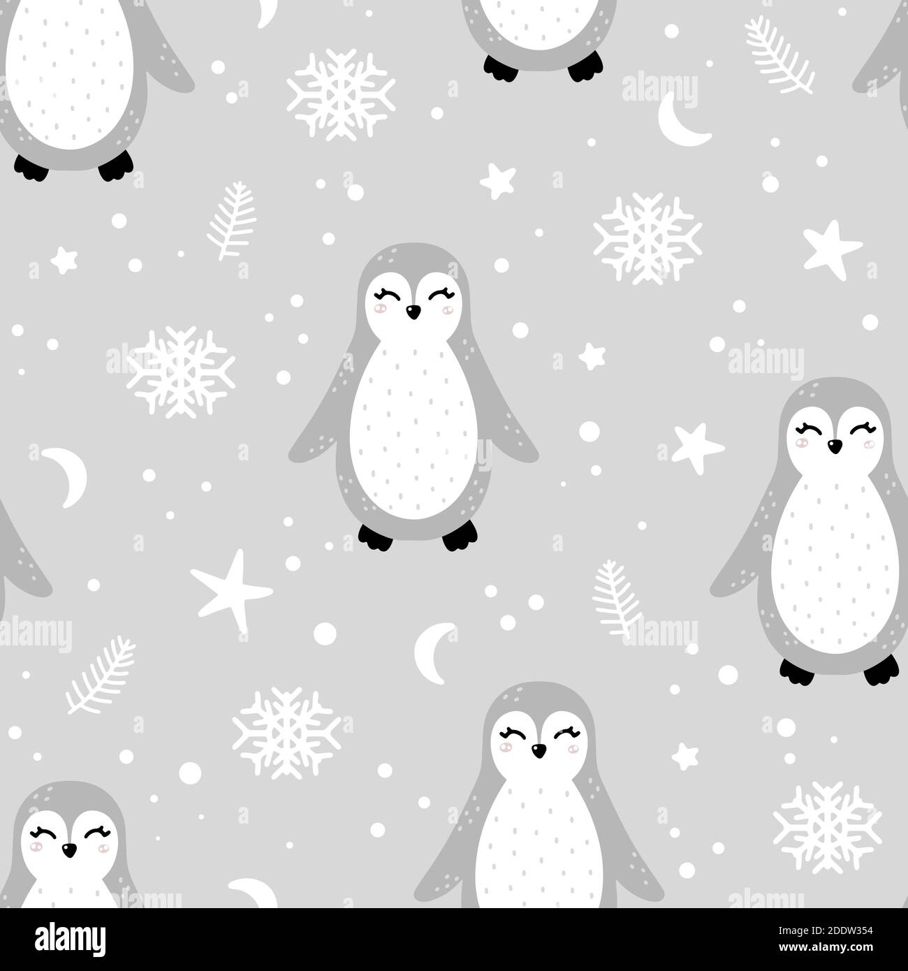 Joli motif pingouin sans coutures avec éléments abstraits et points. Illustration vectorielle de pépinière dessinée à la main de style scandinave. Illustration de Vecteur