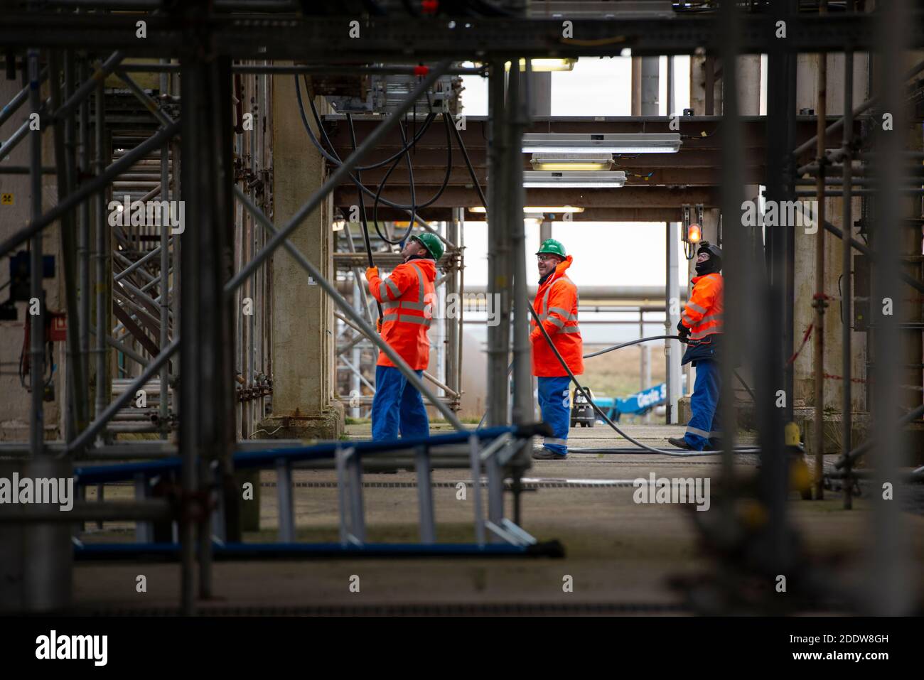 Travaux de construction, Flotta, terminal pétrolier, Orkney, Écosse Banque D'Images