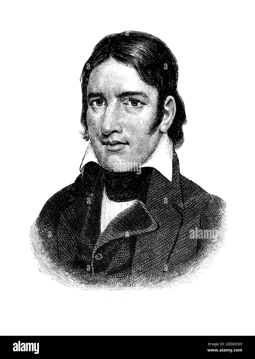 1830 CA , USA : le héros populaire américain DAVID CROCKETT ( Davy , 1786 - 1836 ), frontiersman , soldat et homme politique , également connu sous le nom de roi de la frontière sauvage . Servi dans la Révolution du Texas et mort après la bataille de fort Alamo , tué par l'armée mexicaine . Graveur inconnu du XIX siècle .- RIVOLUZIONE TEXANA - STATI UNITI AMERICA - militare - militaire - soldat - Etats-Unis - EROE AMERICANO - POLITHO - POLITICA - POLITIQUE - incisione - gravure - illustrazione - illustration - PORTRAIT - RITRATTO - collier - Cravatta - cravate - colletto -- - Archivio GBB Banque D'Images