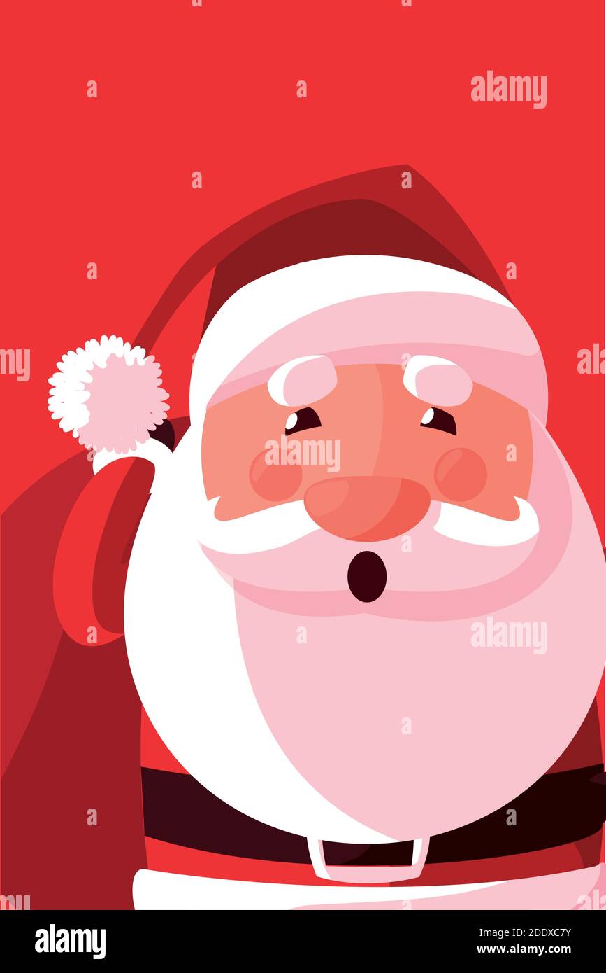 joyeux noël joli portrait du père noël dessin animé illustration