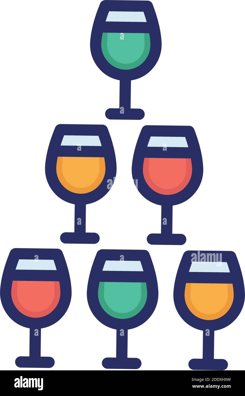 Verres, vin, bière, boisson couleur avec icône vectorielle d'arrière-plan qui peut facilement modifier ou modifier Illustration de Vecteur