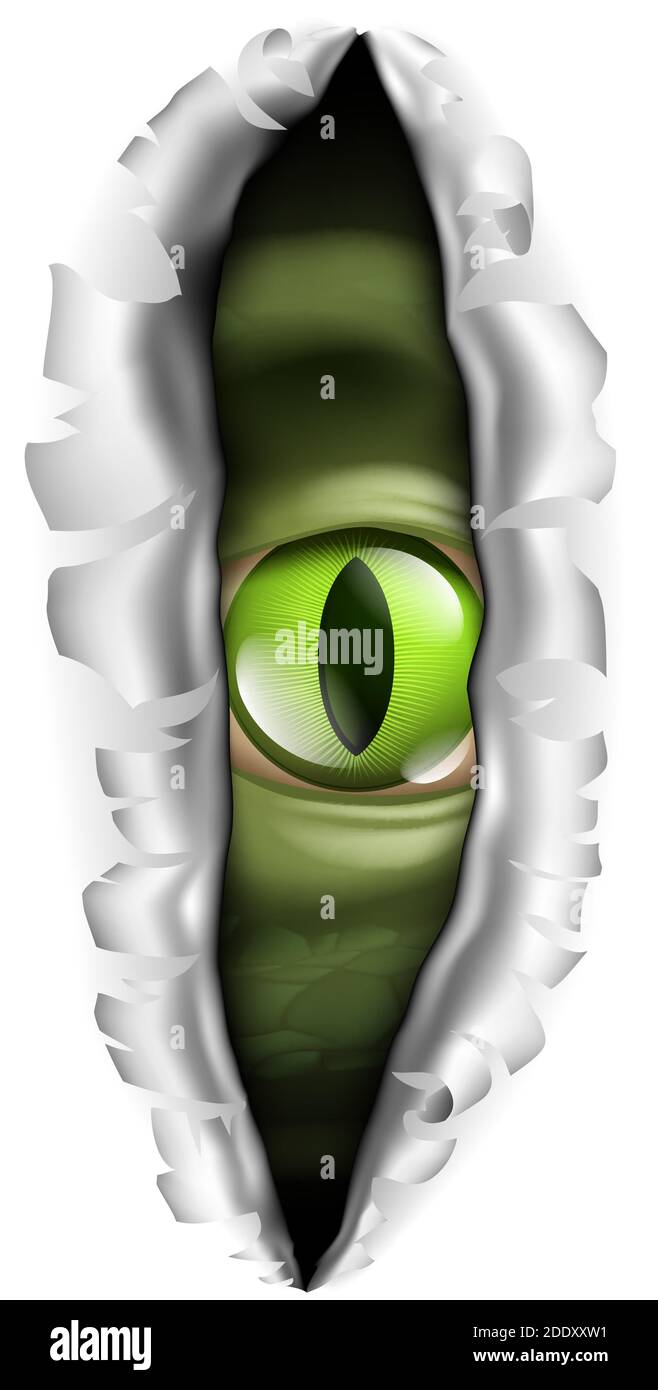 Monster Eye déchirant UN RIP à travers l'arrière-plan Illustration de Vecteur