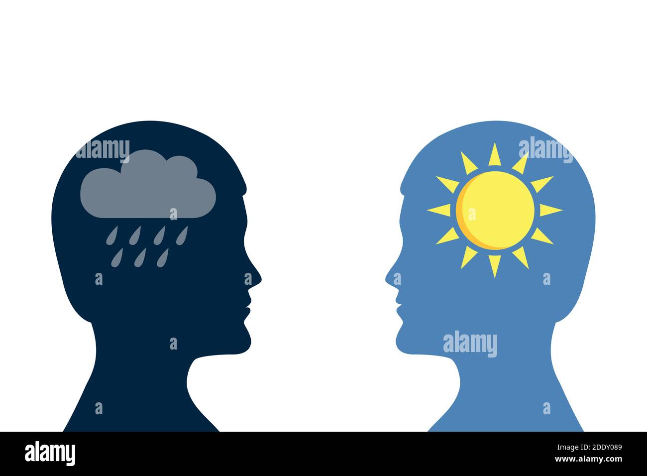 concept de santé mentale homme avec la silhouette de symbole de pluie et de soleil Illustration vectorielle EPS10 Illustration de Vecteur