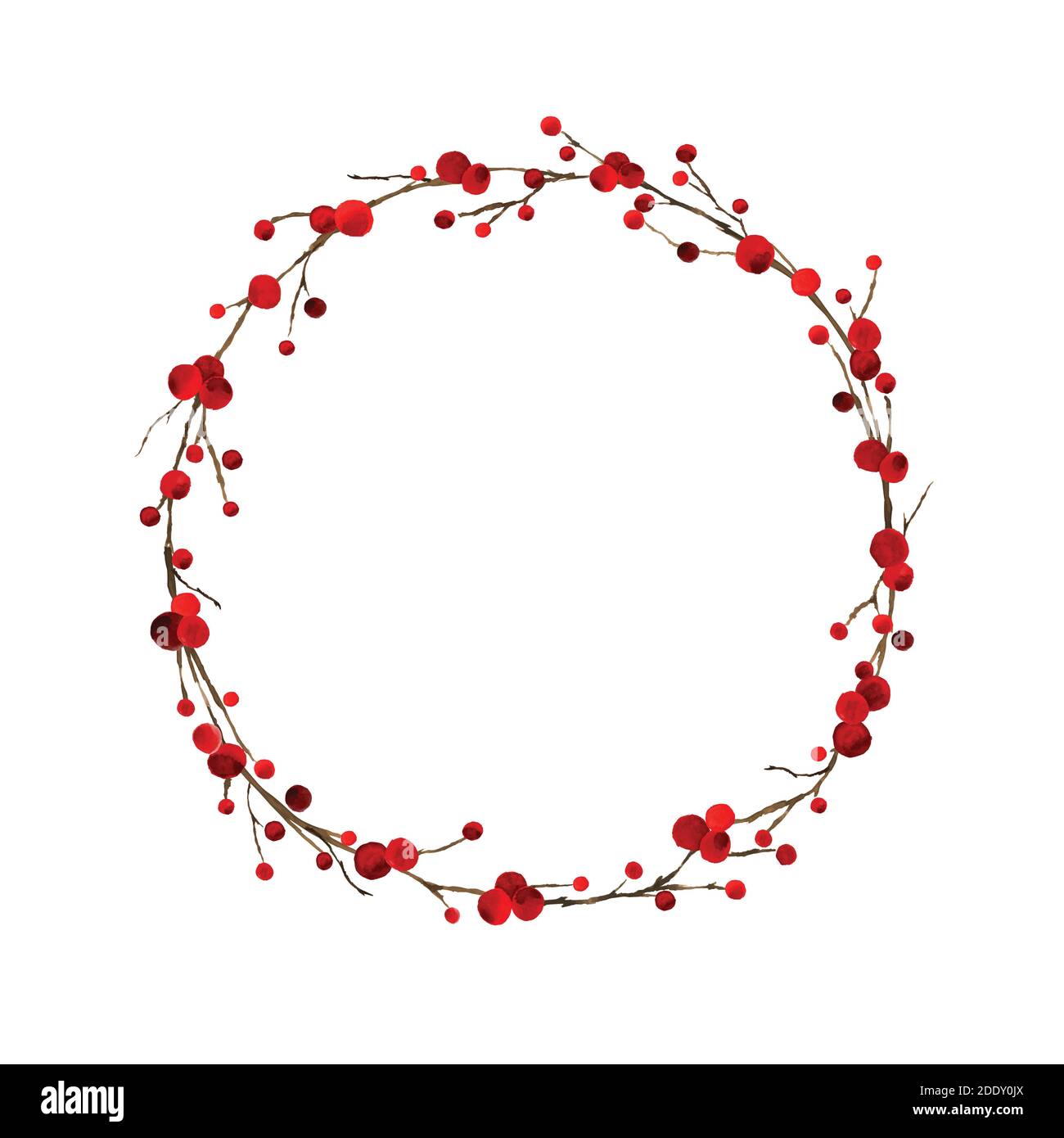 Aquarelle peinte à la main Merry Christmas décoration couronne avec branches de baies de houx isolées sur fond blanc. Élément design de Noël, carte, invi Illustration de Vecteur Aquarelle peinte à la main Merry Christmas décoration couronne avec branches de baies de houx isolées sur fond blanc. Élément design de Noël, carte, invi Illustration de Vecteur