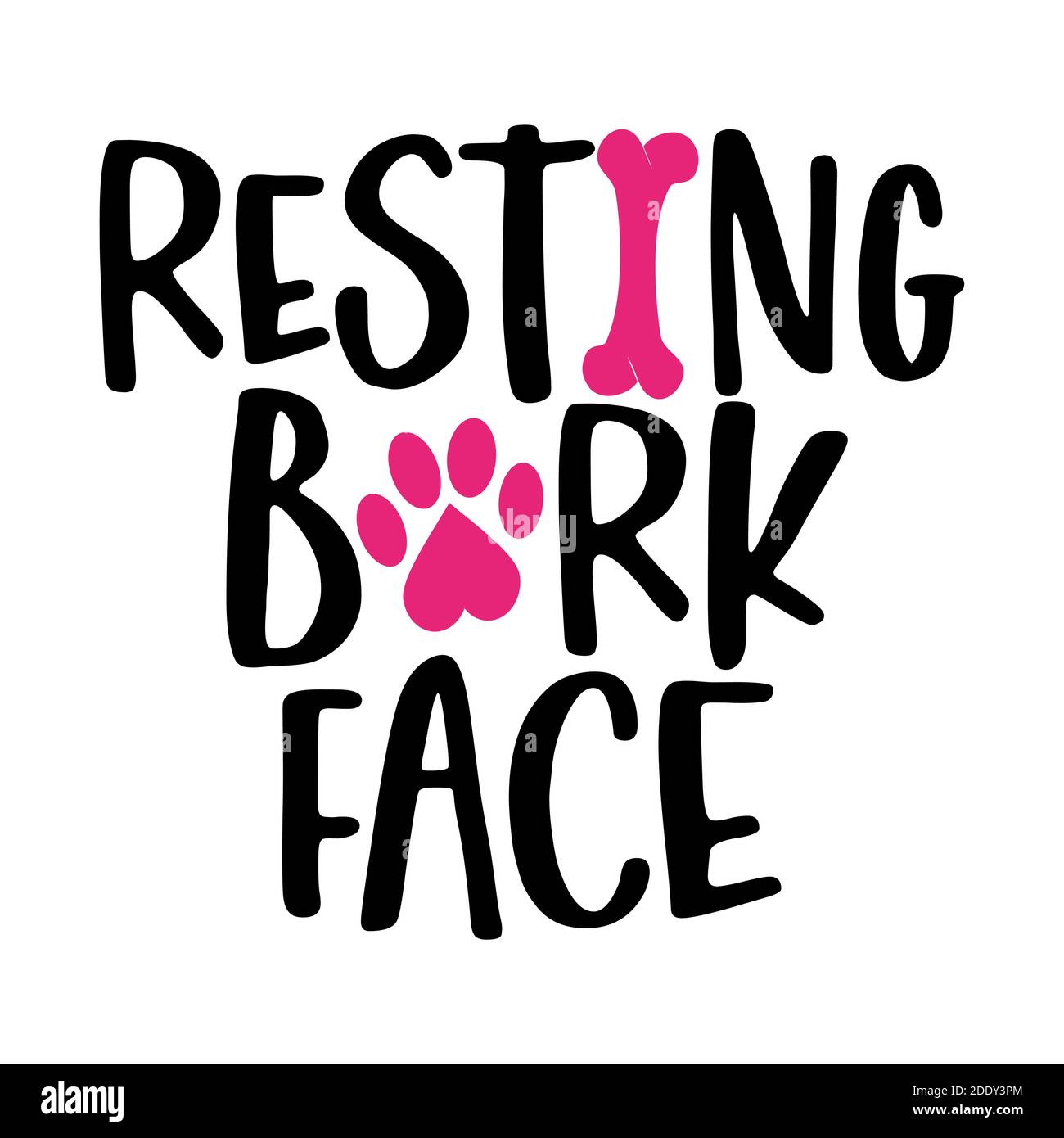 Face en écorce au repos - mots avec empreinte de chien. - drôle de vecteur de dire avec la patte de chiot, le coeur et l'os. Bon pour la réservation de rebut, des affiches, des textiles, gif Illustration de Vecteur