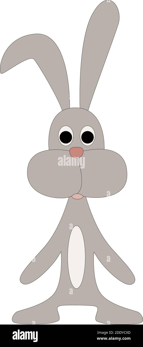 Joli lapin de couleur grise. Dessin animé vectoriel lapin simple. Illustration de Vecteur