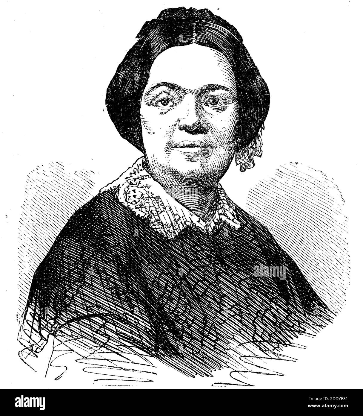 Charlotte Birch-Pfeiffer, 23 juin 1800 - 25 août 1868 à Berlin, actrice allemande, écrivain, réalisatrice du Stadttheater à Zurich / Charlotte Karoline Birch-Pfeiffer, 23. Juin 1800 - 25. Août 1868, deutsche Schauspielerin und Schiftstellerin, Historisch, historique, numérique reproduction améliorée d'un original du XIXe siècle / numérique Reproduktion einer Originalvorlage aus dem 19. Jahrhundert, Banque D'Images