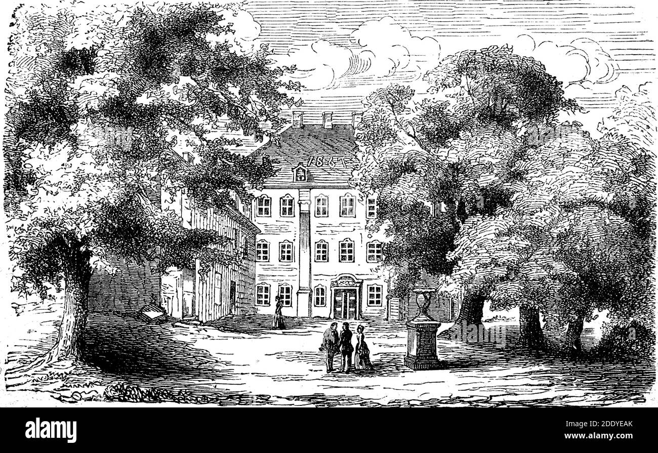 Lieu de naissance du prince Otto von Bismarck-Schönhausen à Schönhausen dans l'Altmark, Allemagne, vers 1840 / Geburtshaus von Fürst Otto von Bismarck-Schönhausen dans l'Althausen, Allemagne, vers 1840, Historisch, historique, numérique reproduction améliorée d'un original du XIXe siècle / numérique Reprodukeiner Originalvortion 19. Jahrhundert, Banque D'Images