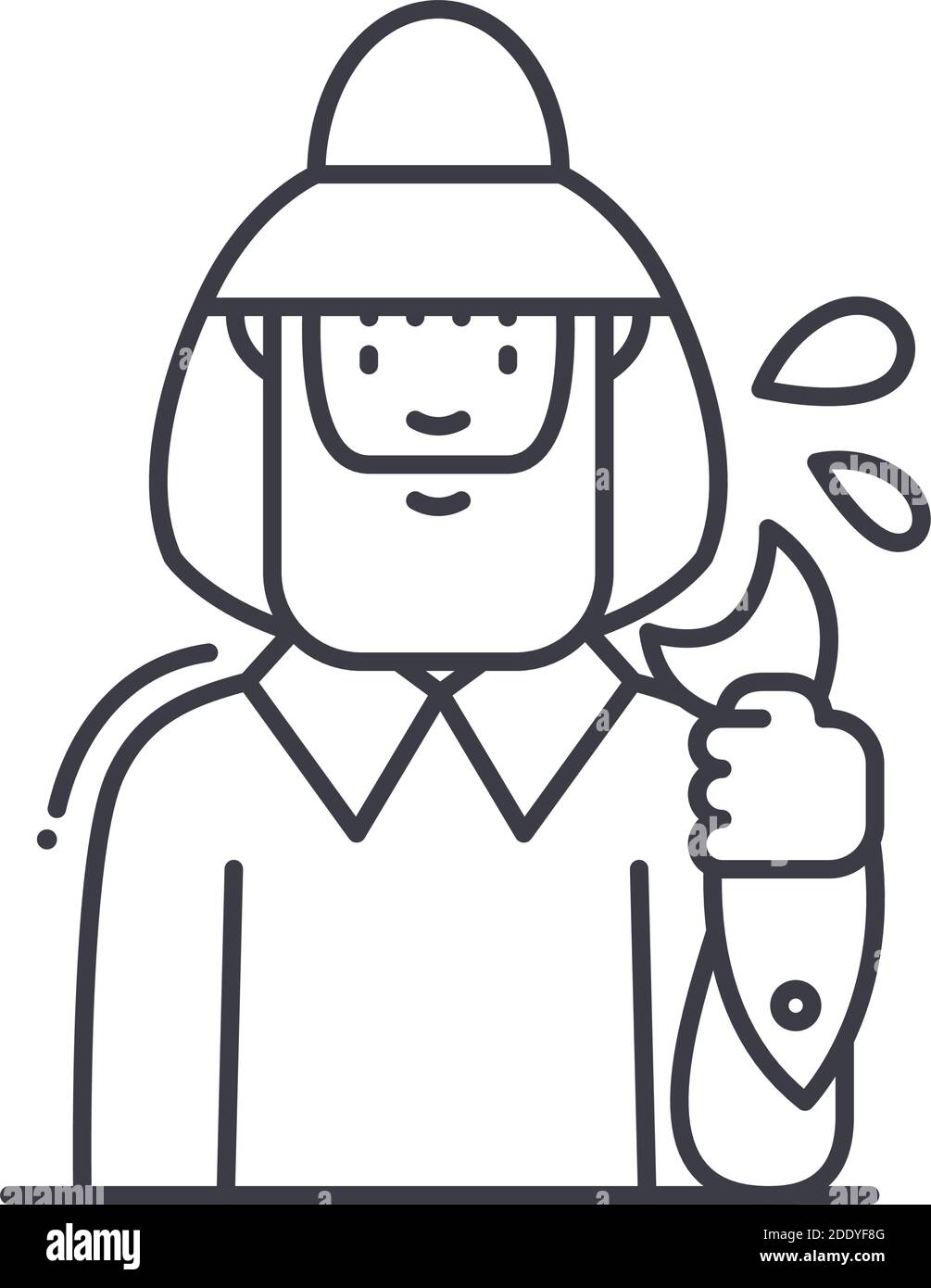 Icône pêcheur, illustration isolée linéaire, vecteur ligne mince, signe de conception web, symbole de concept de contour avec contour modifiable sur fond blanc. Illustration de Vecteur