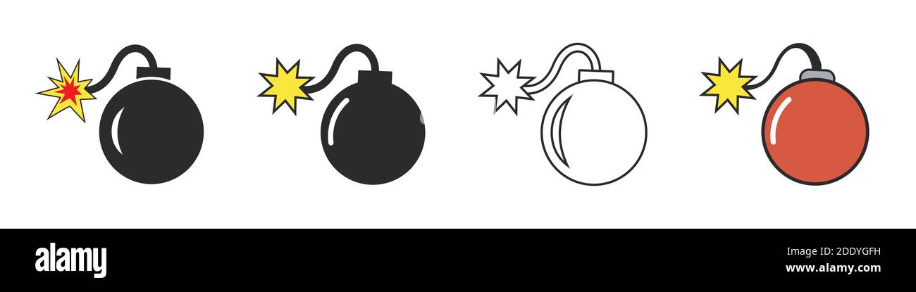 Ensemble de symboles de bombe vecteur isolés sur fond blanc. Illustration de Vecteur