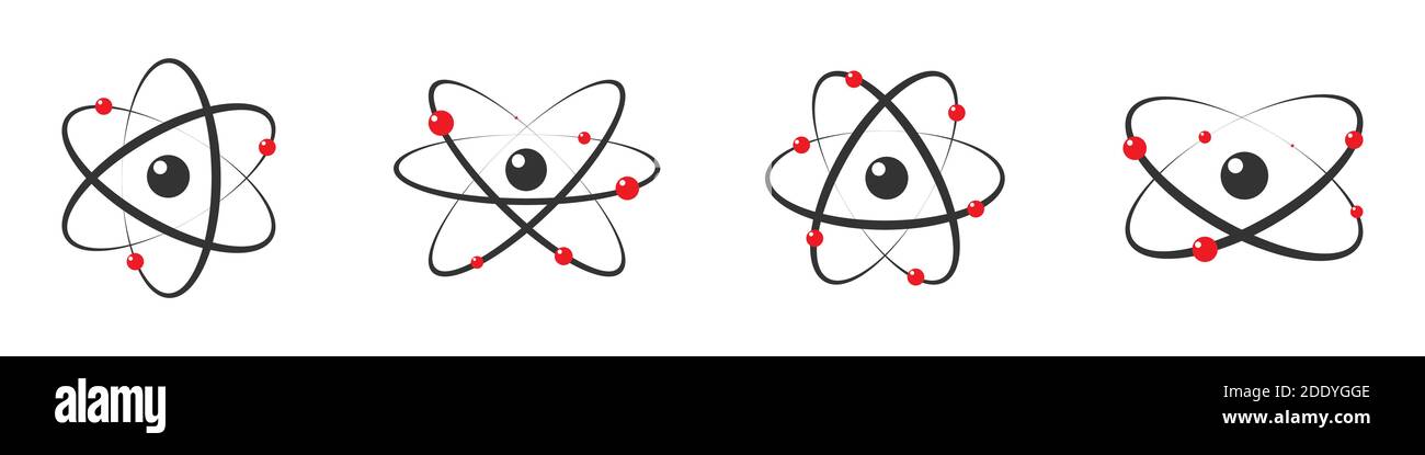 Icône Atom dans un design plat. Définir un symbole de molécule gris ou ...