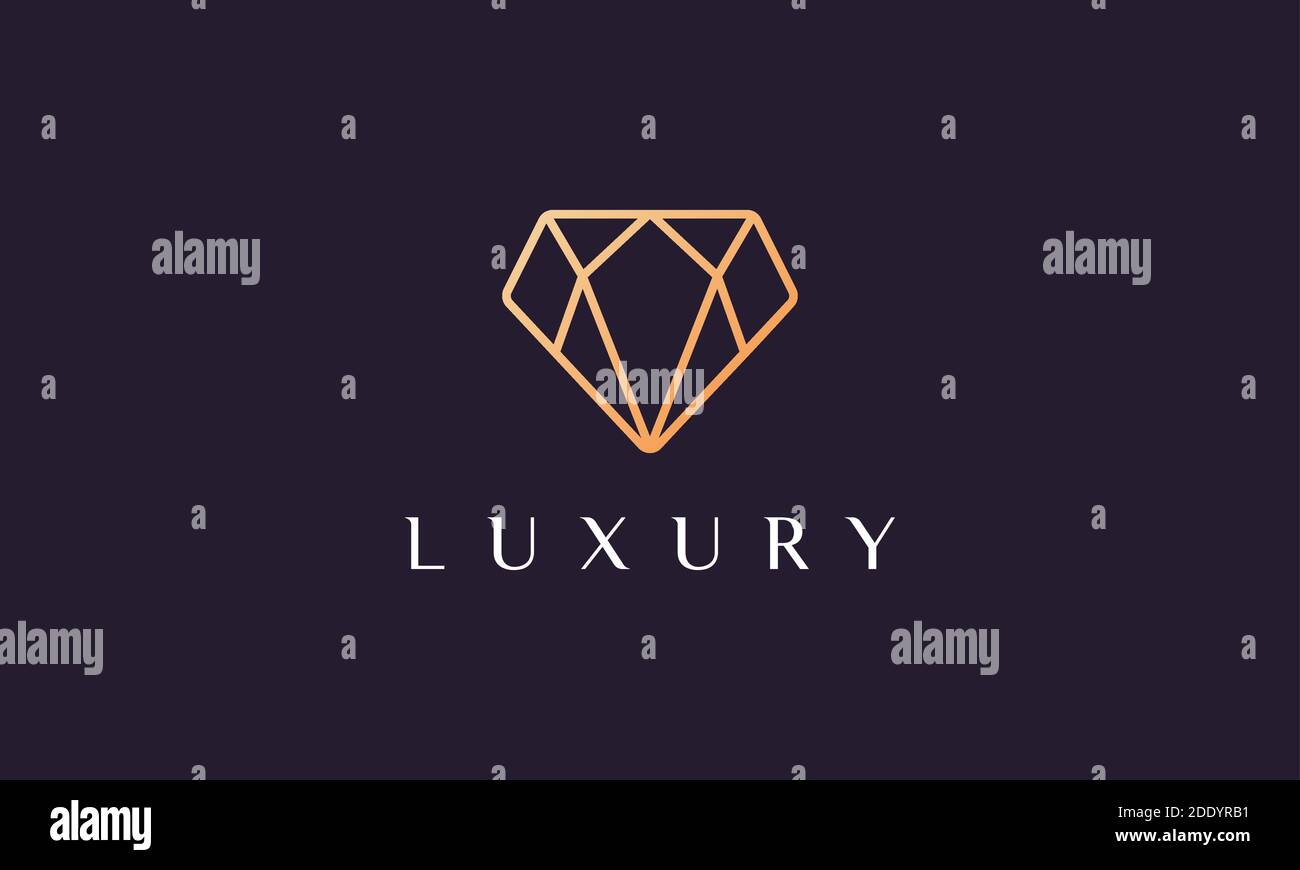 logo diamant de luxe en forme de simple et moderne avec couleur or Illustration de Vecteur