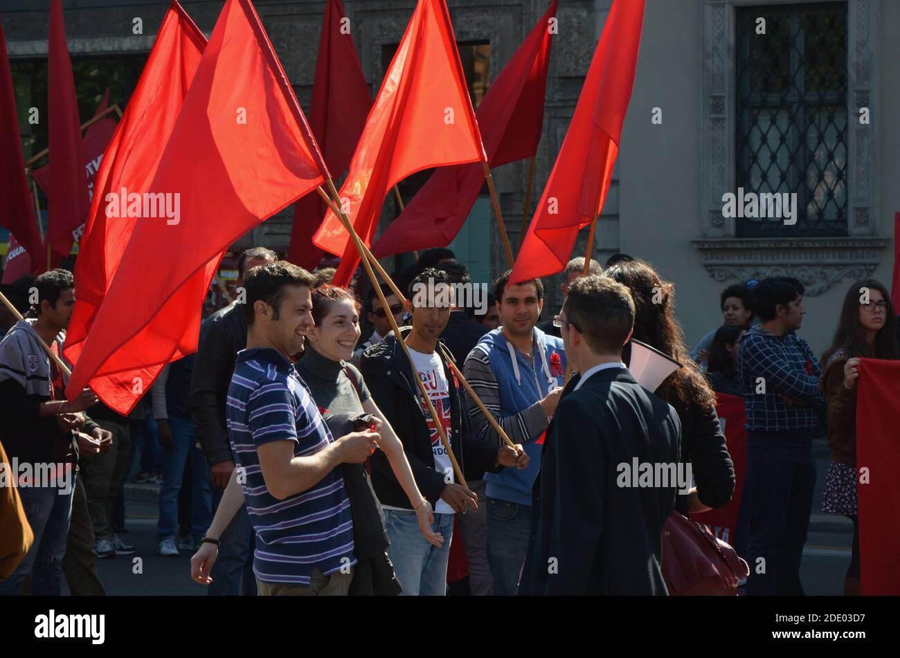 Les syndicats se sont réunis à Kadikoy pour célébrer la Journée internationale du travail. Banque D'Images