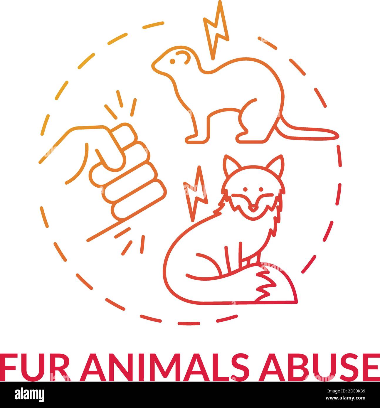 Les animaux à fourrure abusent du dégradé rouge icône concept Illustration de Vecteur