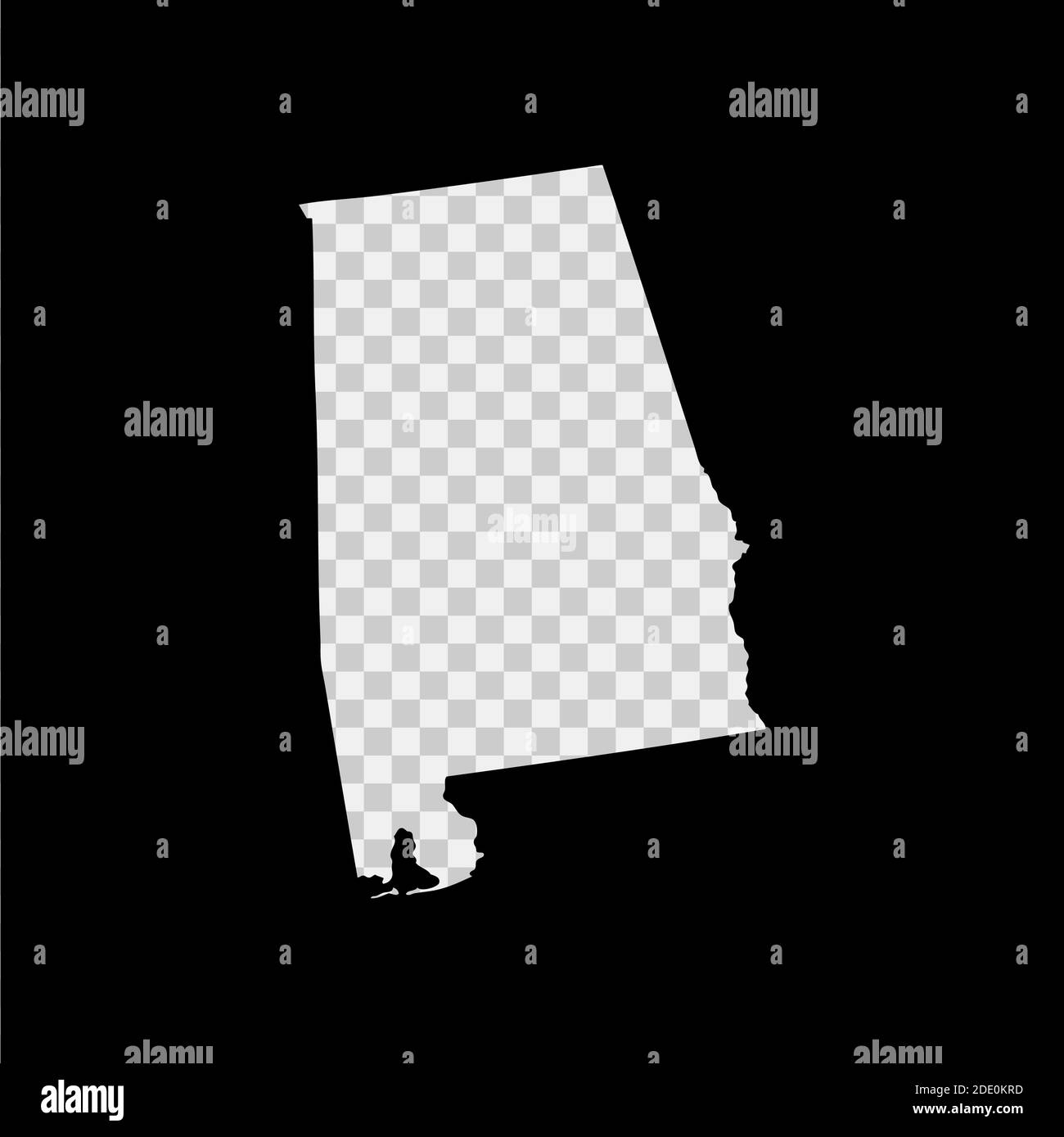 Carte stencil de l'État des États-Unis de l'Alabama. Gabarit de découpe au laser sur fond transparent. Forme vectorielle de découpe. Maquette de silhouette pour toutes les utilisations. Illustration de Vecteur