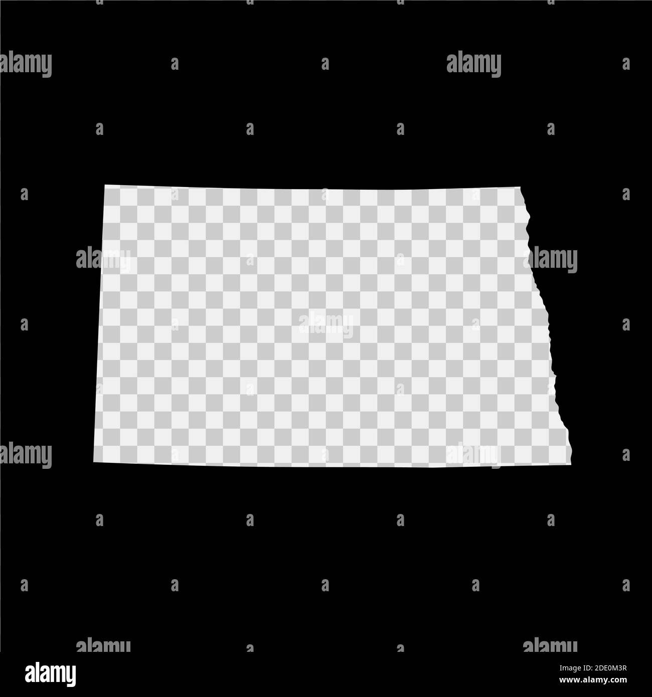 Carte de stencil de l'État des États-Unis du Dakota du Nord. Gabarit de découpe au laser sur fond transparent. Forme vectorielle de découpe. Maquette de silhouette pour toutes les utilisations. Illustration de Vecteur
