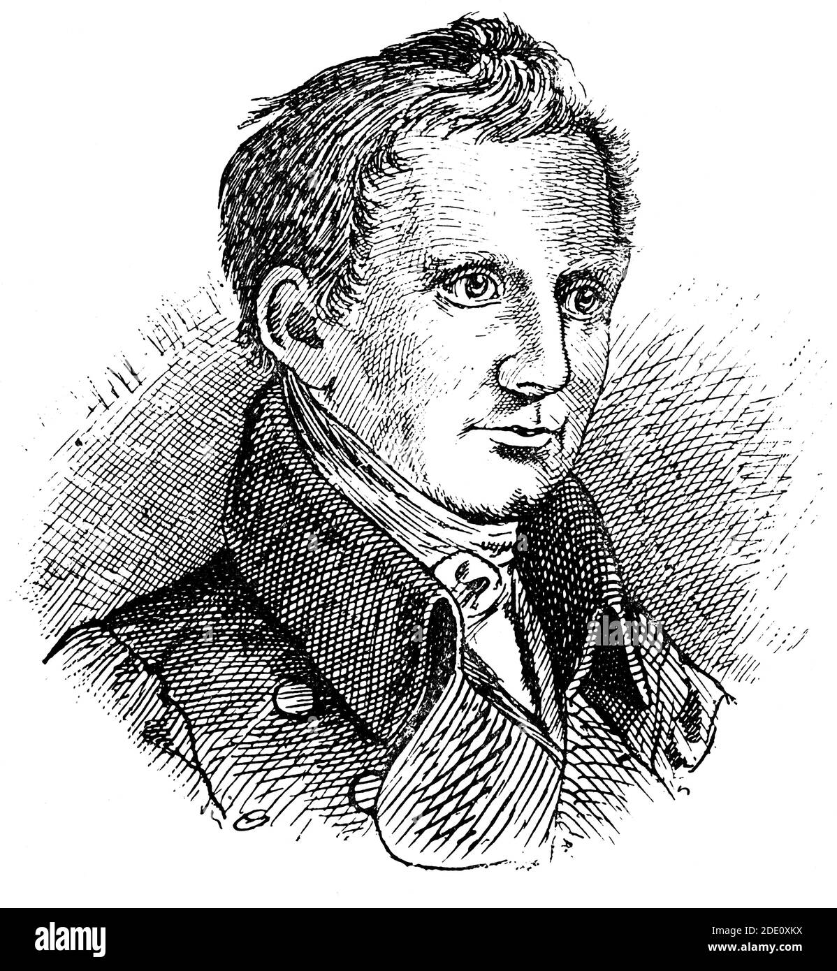 Portrait de Peter von Cornelius - un peintre allemand. Illustration du 19e siècle. Arrière-plan blanc. Banque D'Images