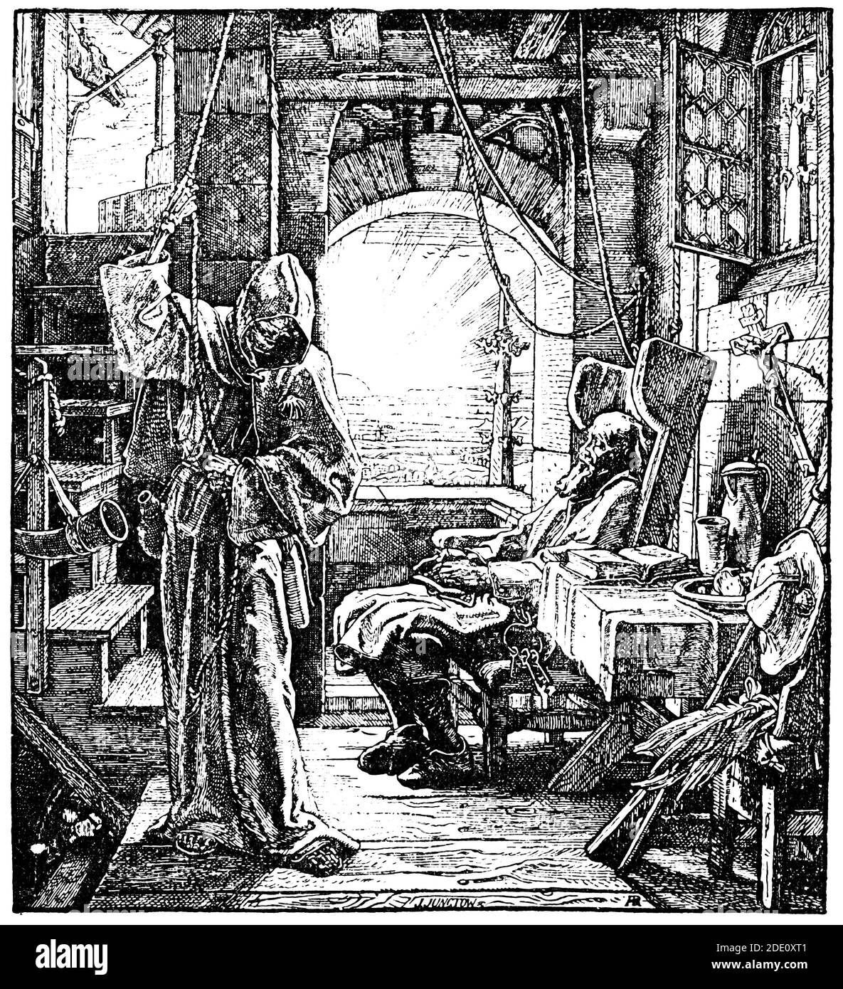 La mort en tant qu'ami est une peinture de l'artiste allemand Alfred Rethel. Illustration du 19e siècle. Arrière-plan blanc. Banque D'Images