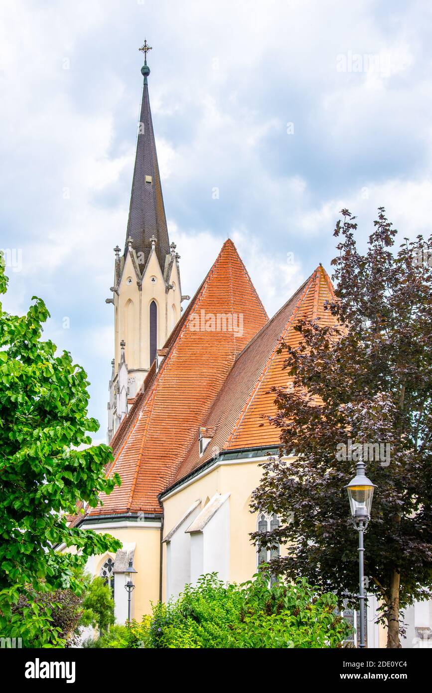 Eglise de l'Assomption de Sainte Marie, allemande: Stadtpfarrkirche Maria Himmelfahrt, à Melk, Autriche. Banque D'Images
