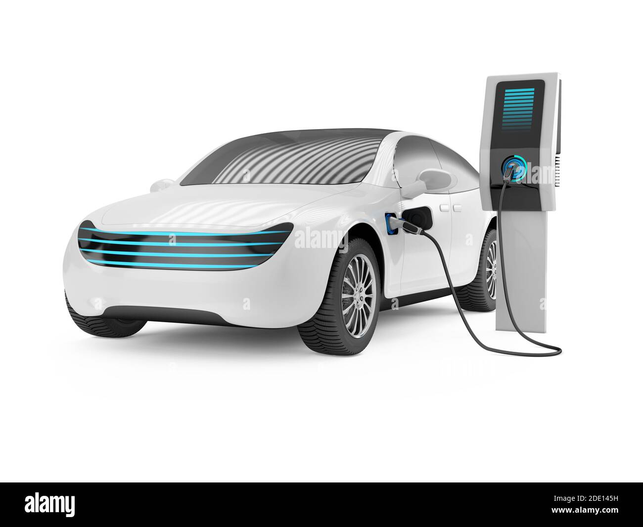 Chargement de voiture électrique, illustration Banque D'Images