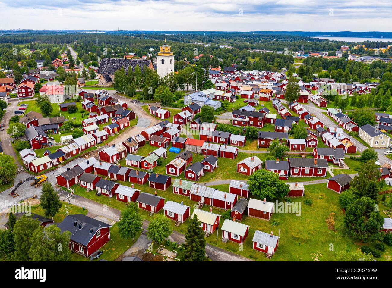 Antenne de Gammelstaden, site classé au patrimoine mondial de l'UNESCO, ville de l'église de Gammelstad, Lulea, Suède, Scandinavie, Europe Banque D'Images