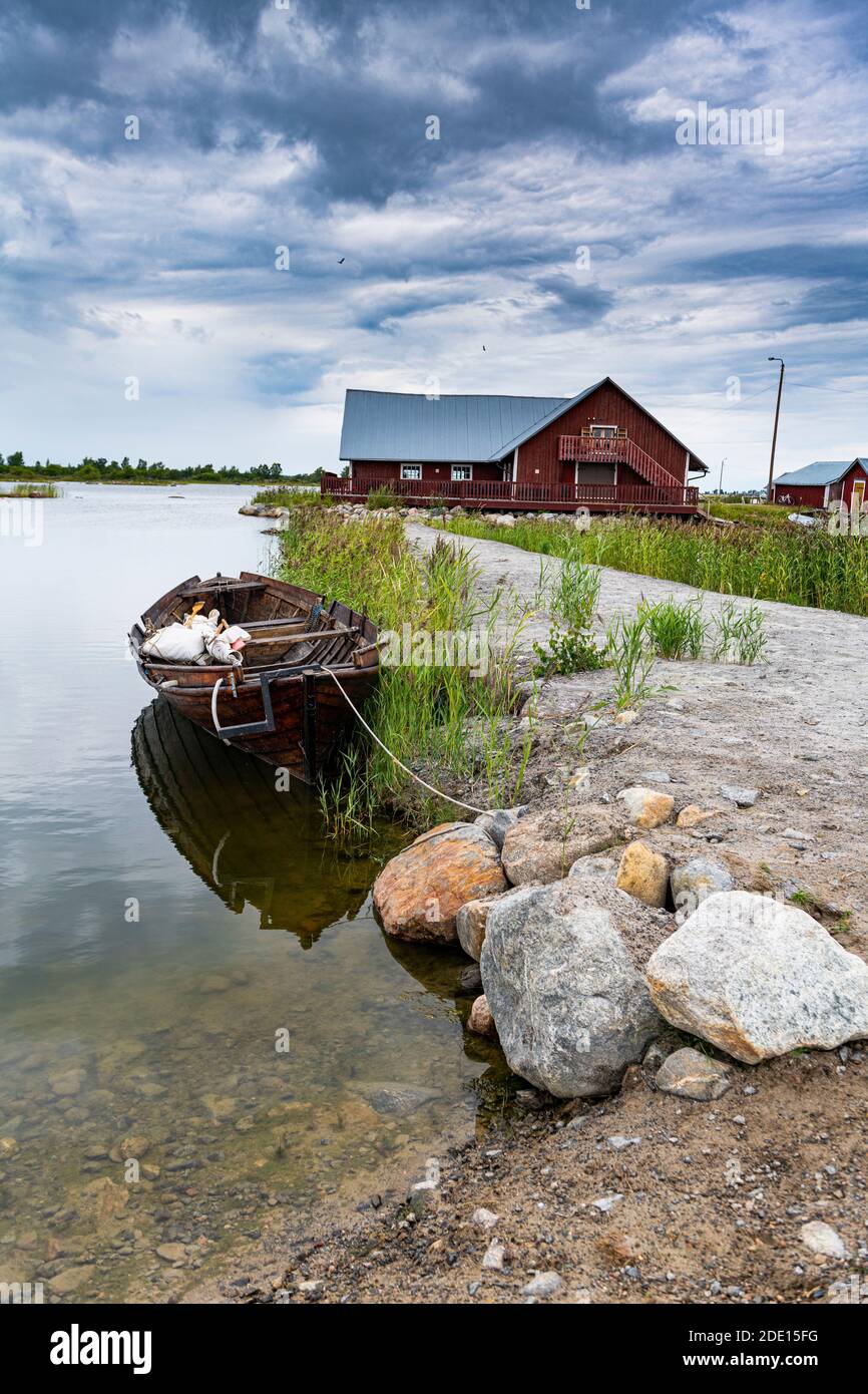 Boathouse dans l'archipel de Kvarken, site classé au patrimoine mondial de l'UNESCO, Finlande, Europe Banque D'Images