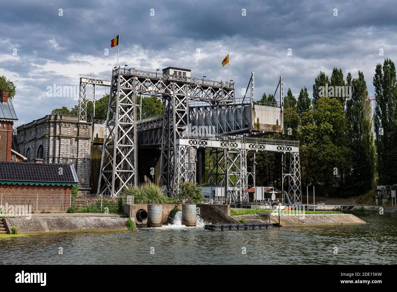 Ascenseur Houdeng-Goegnies n° 1, site classé au patrimoine mondial de l'UNESCO, remontées mécaniques sur le canal du Centre, la Louvière, Belgique, Europe Banque D'Images