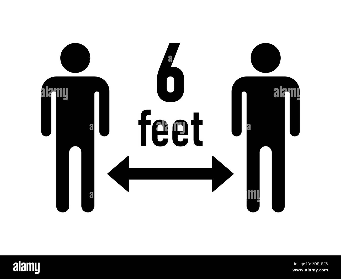 Maintenez votre distance de 6 pieds ou 6 pieds symbole d'avertissement social de distance. Image vectorielle. Illustration de Vecteur