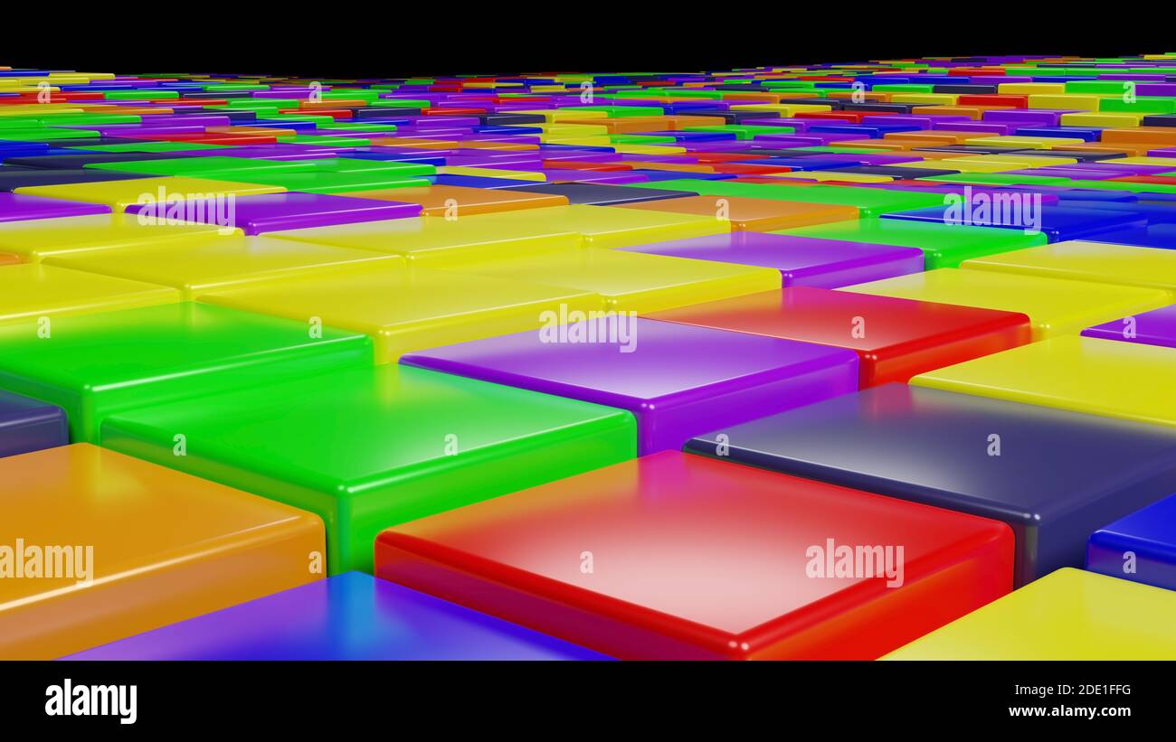 Cubes multicolores abstraits rendu 3D d'arrière-plan. Banque D'Images