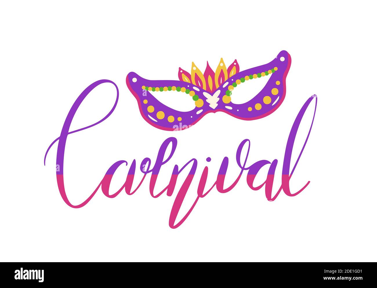 Carnaval Brosse De Lettrage Avec Masque De Mascarade Plat Isole Sur Fond Blanc Citation Calligraphique Festive Element Vectoriel Pour Cartes De Vœux Banne Image Vectorielle Stock Alamy