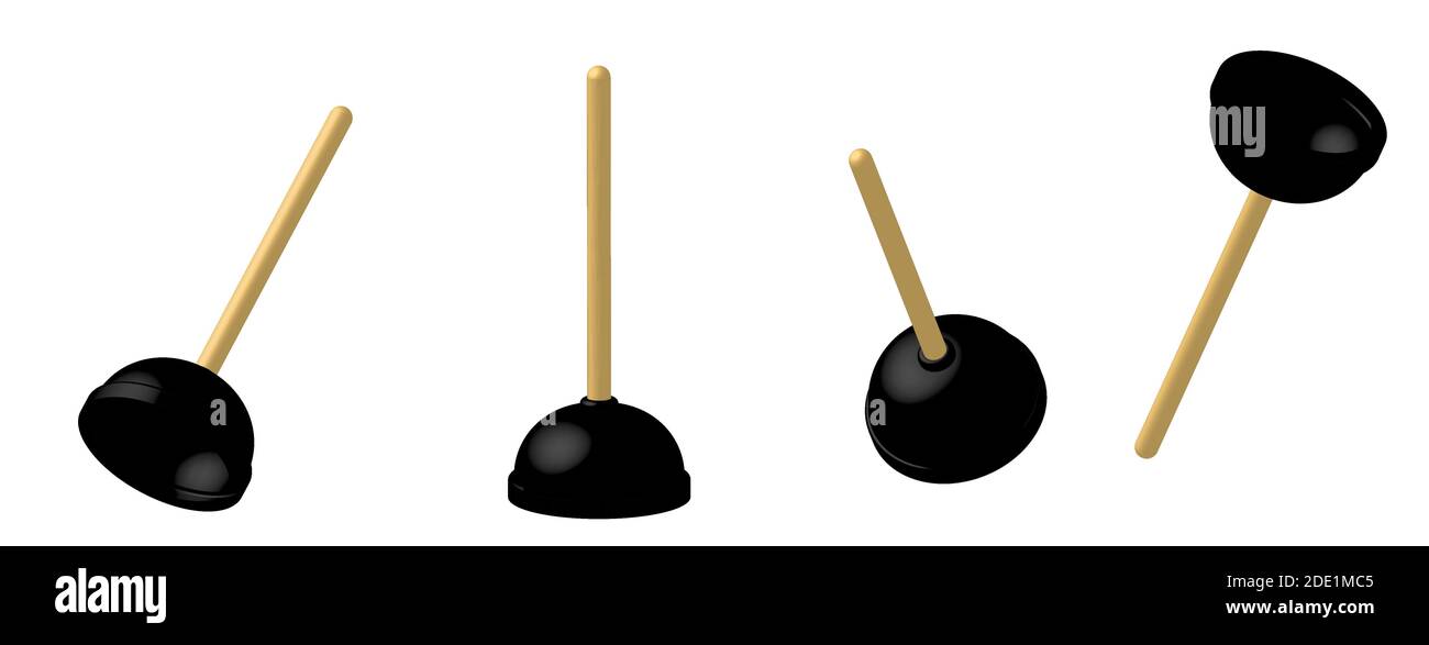 plongeur de nettoyage pour les obstructions. Maintien de l'ordre dans la maison. vecteur 3d sur fond blanc Illustration de Vecteur