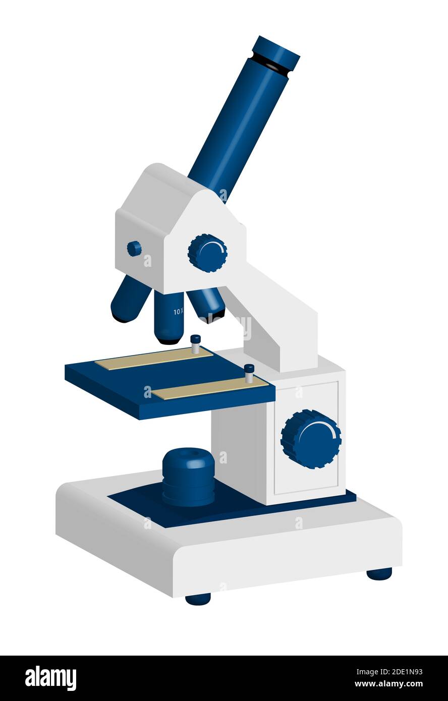 Microscope médical 3D réaliste. Équipement pour la recherche scientifique.  Élément de présentation. Vecteur isolé sur fond blanc Image Vectorielle  Stock - Alamy