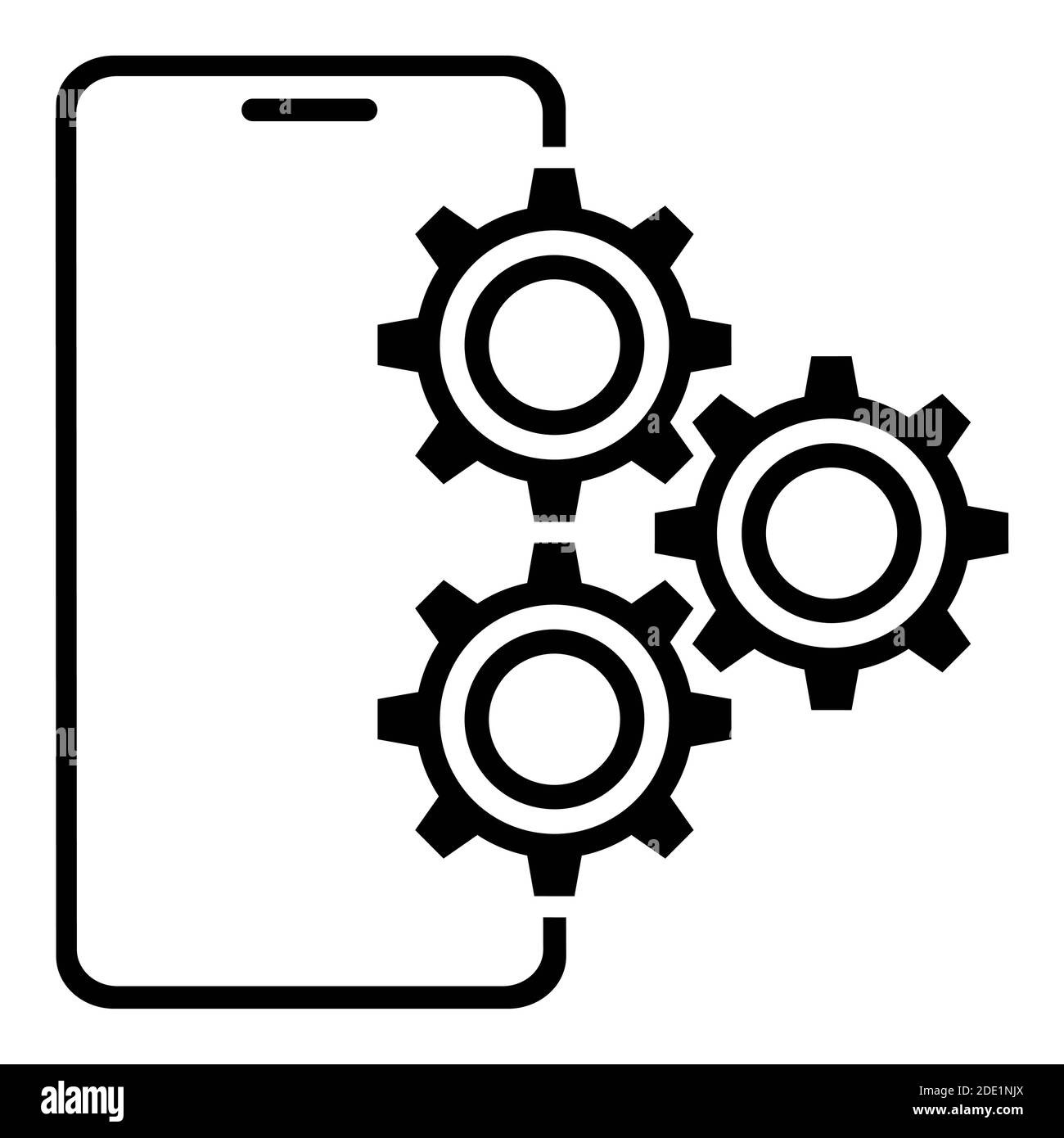 Icône smartphone avec Gears. Réglage et réparation des composants électroniques. Vecteur sur fond blanc Illustration de Vecteur