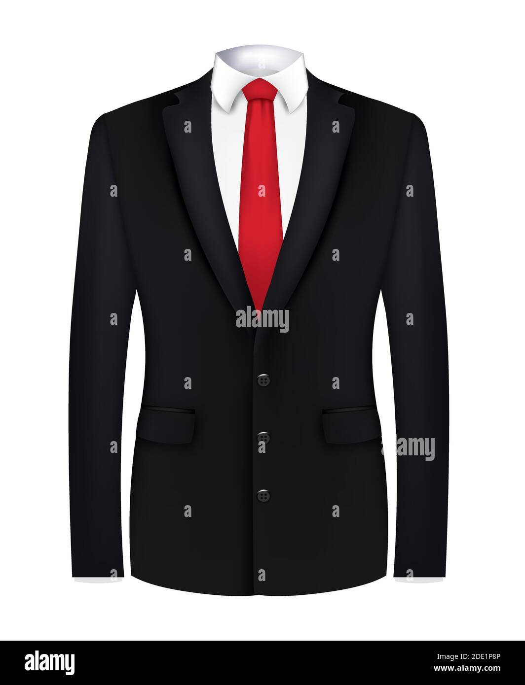 Cravate rouge, chemise blanche et costume noir. Gros plan. Vecteur Image  Vectorielle Stock - Alamy