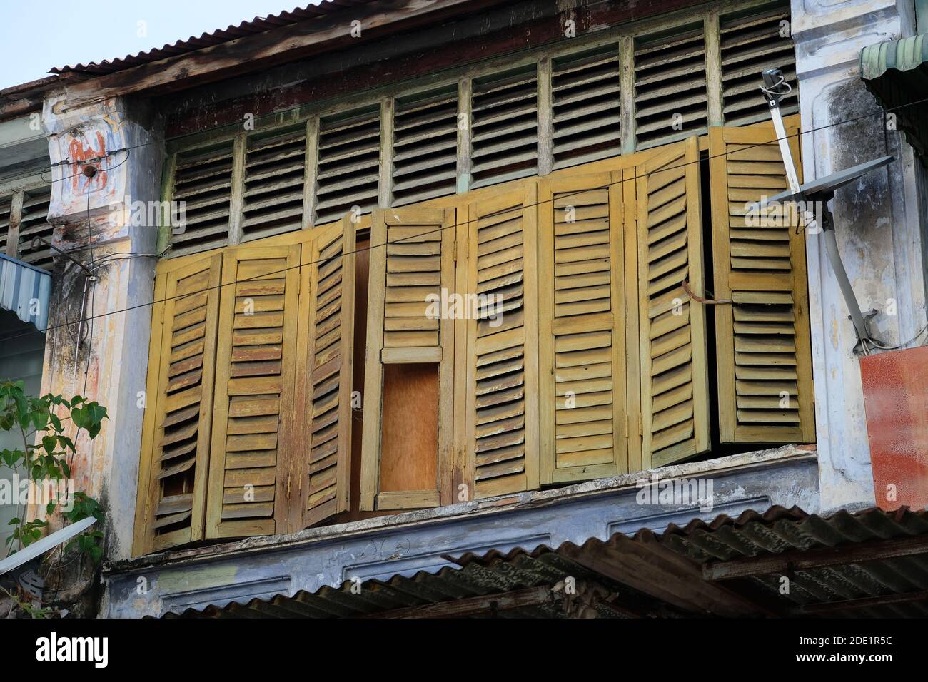 Penang George Town Malaysia - Old Georgetown - maison coloniale façade Banque D'Images