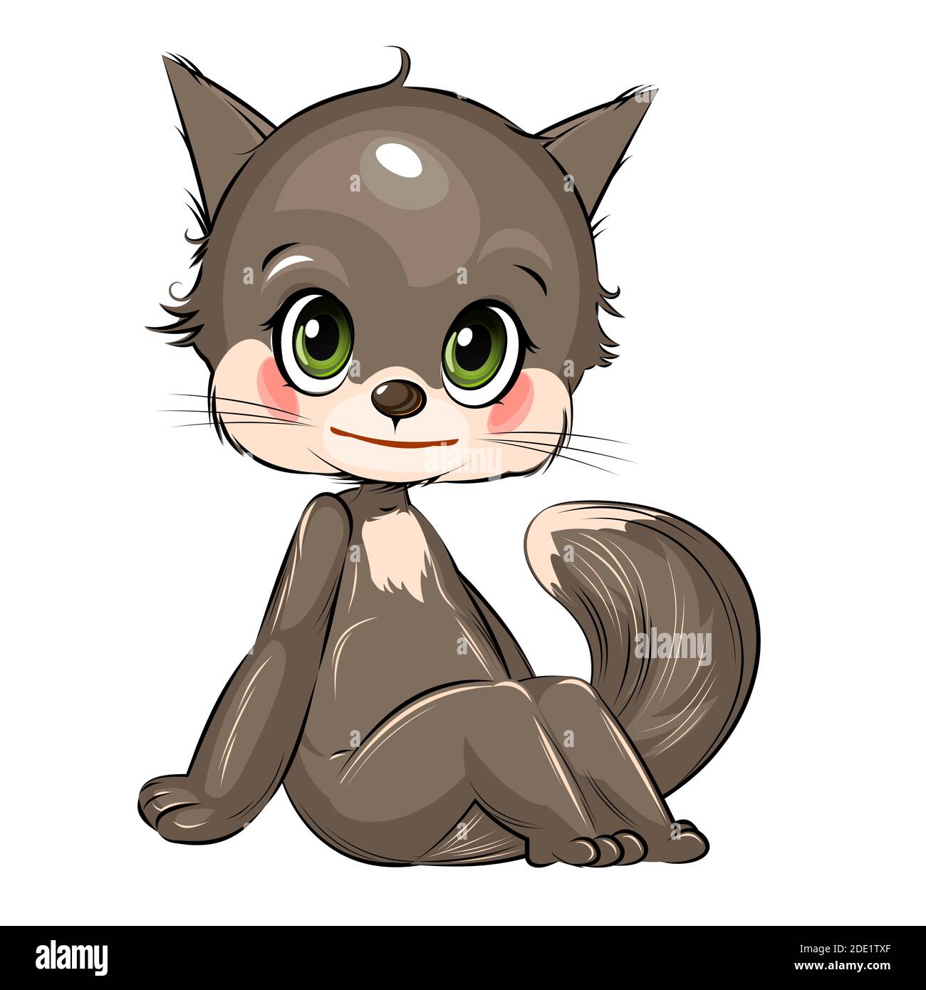 Petit Kitten. CUB Kitty. Joli animal drôle. Enfant. Style de dessin animé. Isolé sur fond blanc. Vecteur Illustration de Vecteur