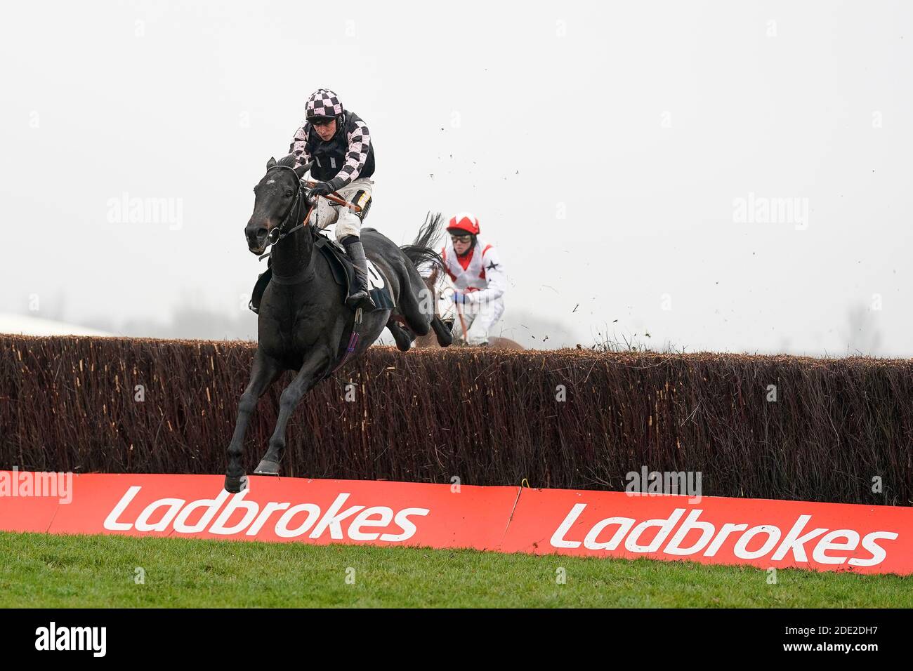 Cap du Nord, monté par Jack Tudor, remporte le dernier prix du Sir Peter O'Sullivan Memorial handicap Chase à l'hippodrome de Newbury. Banque D'Images